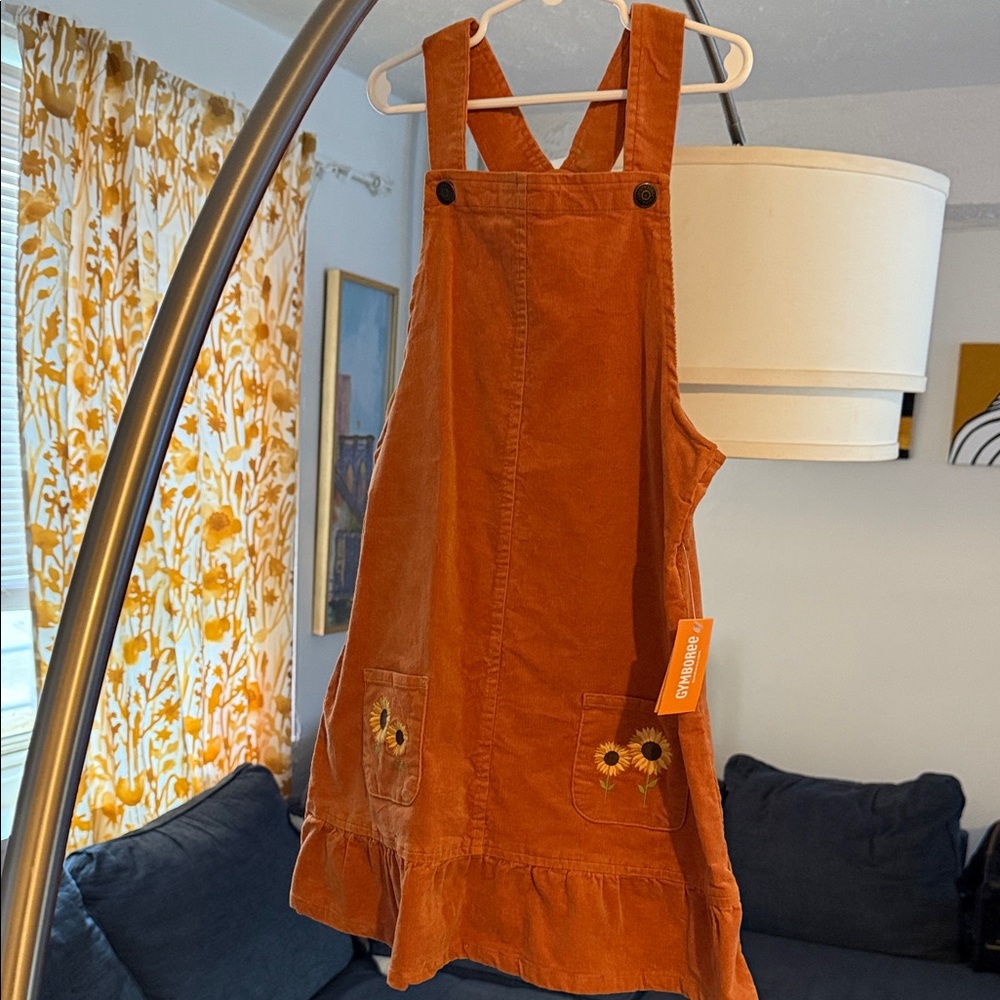 Gymboree Vibrant Orange Kids Dress with Sunflower Accents brand new